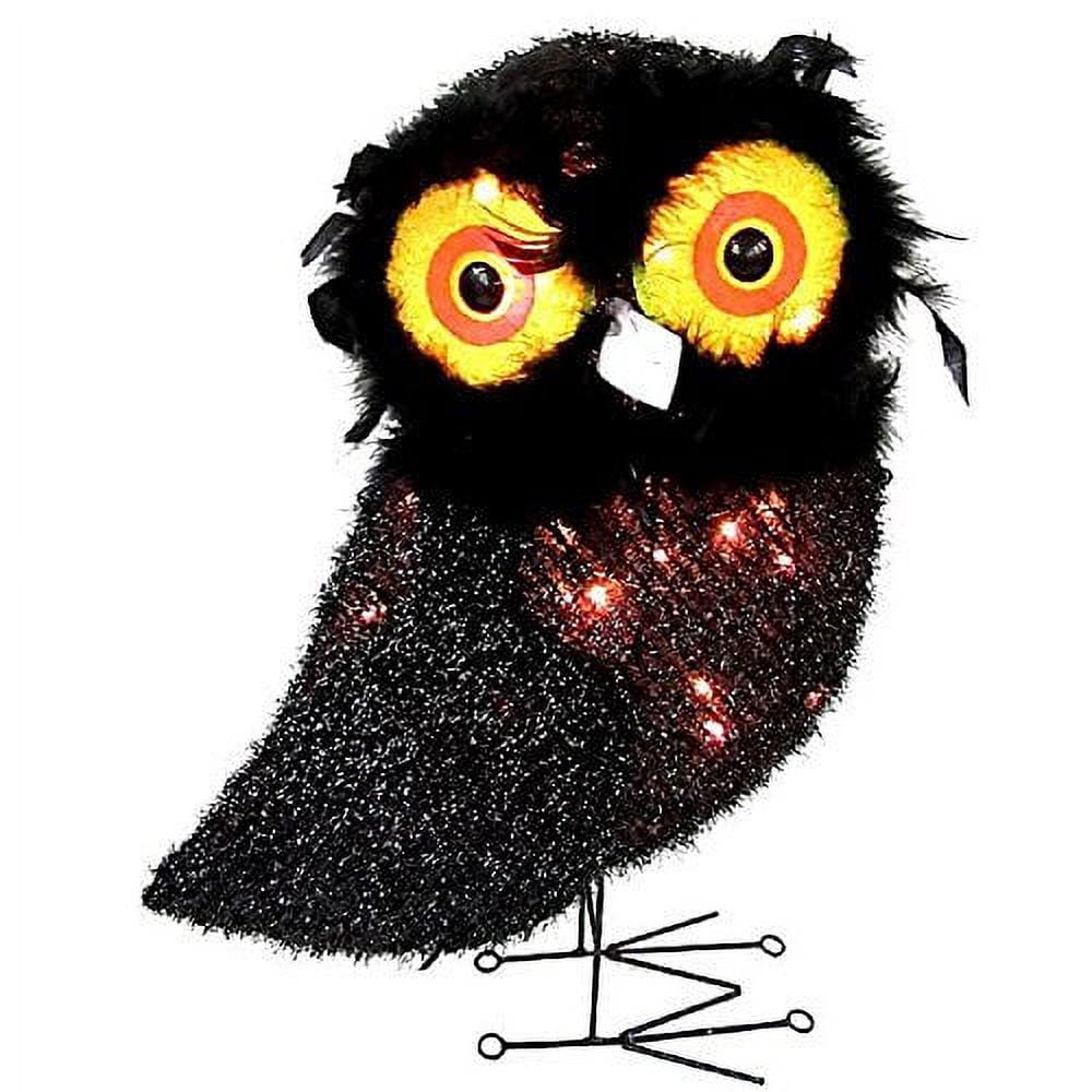 24 Inch Tinsel Owl with 50 Lights Halloween Tinsel Yard Decoration