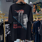 90s Die Hard Bruce Willis Rare Washed Black T-Shirt