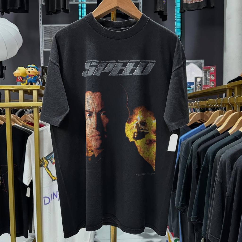 90s Speed Movie Promo Rare Washed Black T-Shirt