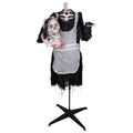 57" Animated LED Lighted Head-in-Hand Skeleton Maid Halloween Decoration