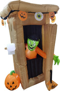 6FT Halloween Animated LED Inflatable Spooky Outhouse with Monster Holiday Yard Decoration