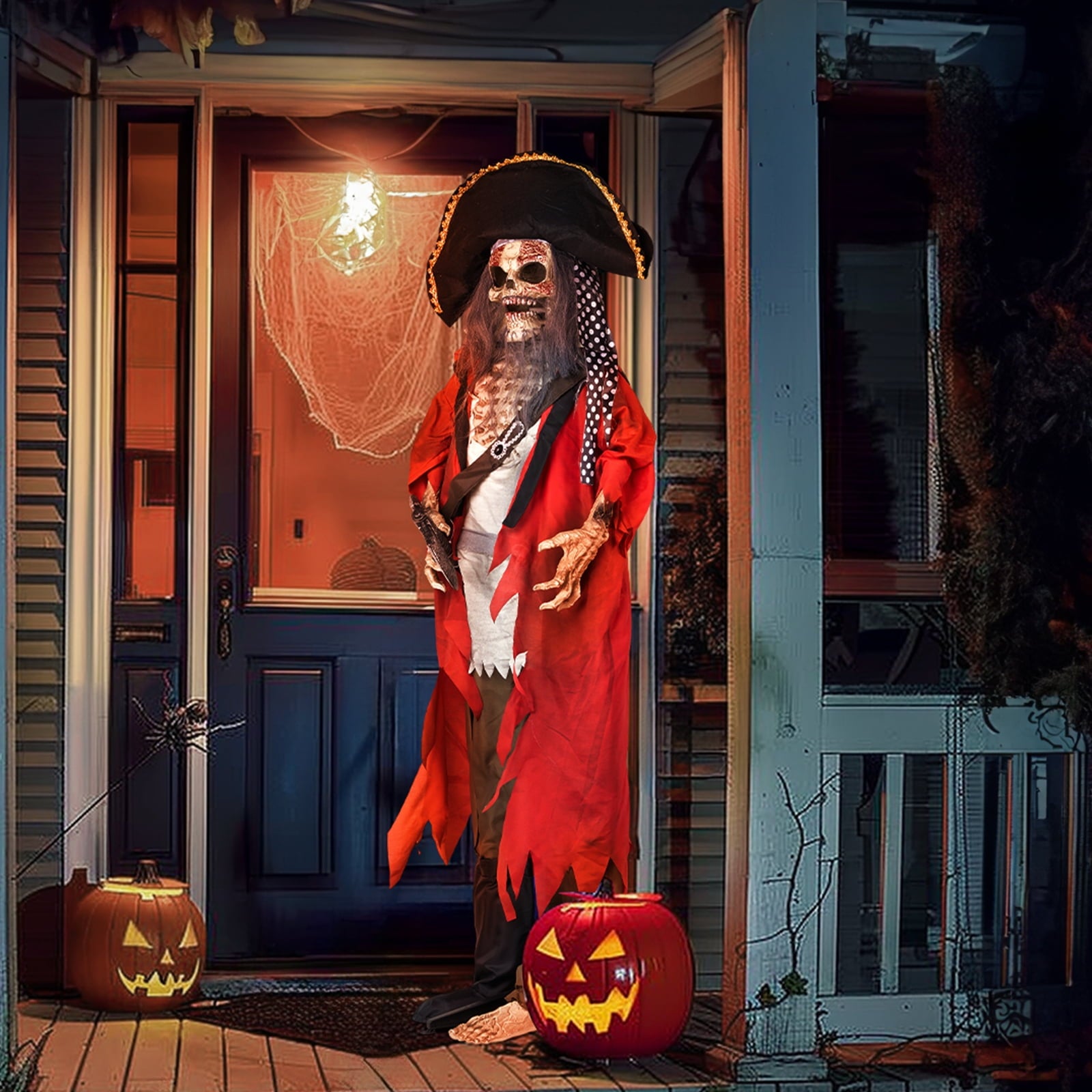 6ft Halloween Animated Animatronic Decoration Creepy Pirate w/ Pre-Recorded Screaming