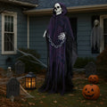 6ft Life-Size Halloween Animatronic Grim Reaper - Sound-Activated, 1-Minute Assembly for Yard/Haunted House/Party