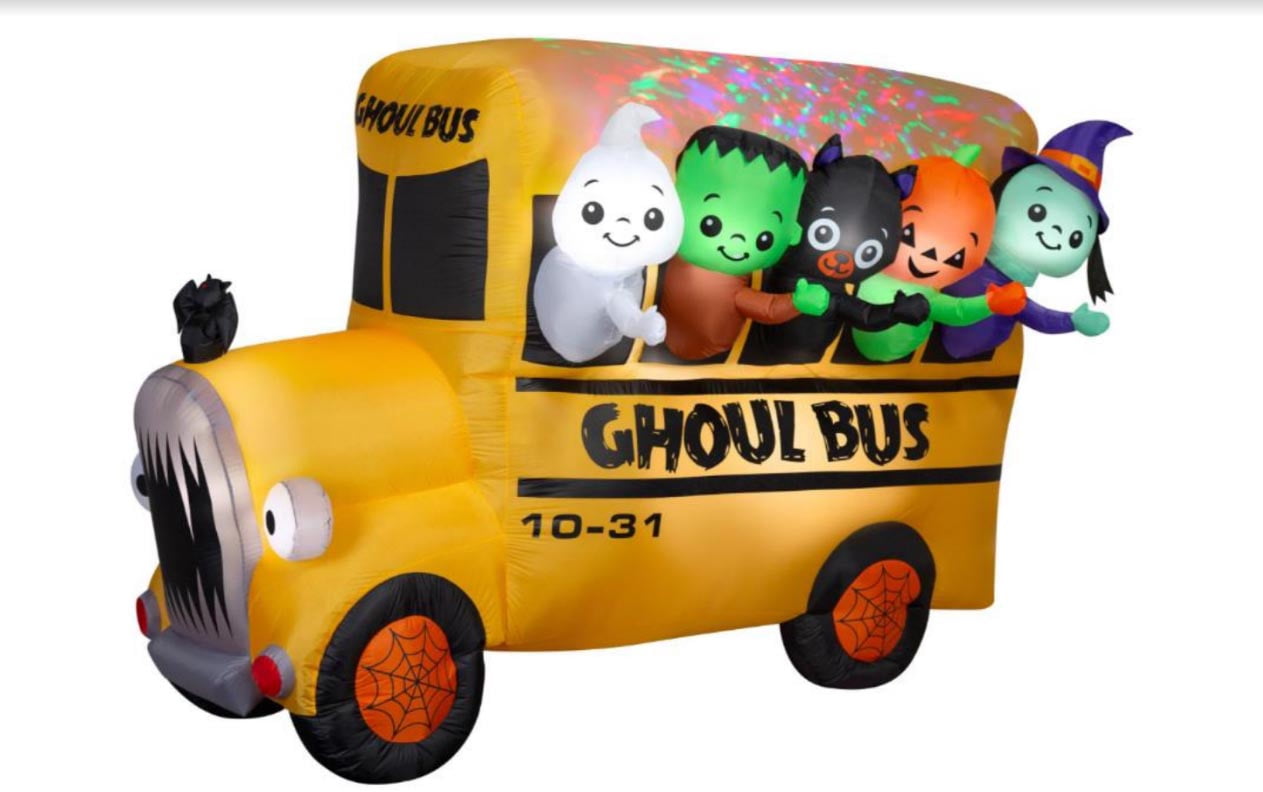 7.5' Airblown Inflatable Animated Kaleidoscope Halloween Ghoul Bus Yard Decoration 552571