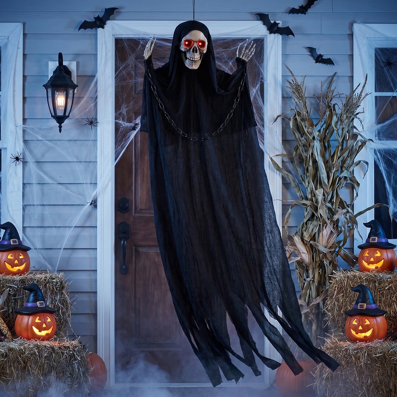 Halloween Grim Reaper 6ft Hanging Ghost Skeleton Decorations, Spooky Halloween Decor for Yard Haunted House Party Outdoor