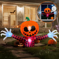 5 FT Halloween Inflatable Pumpkin Ghost  Outdoor LED Blow-Up Decoration with Giant Arms, Light-Up Eyes, Waterproof Yard Decor for Lawn and Garden