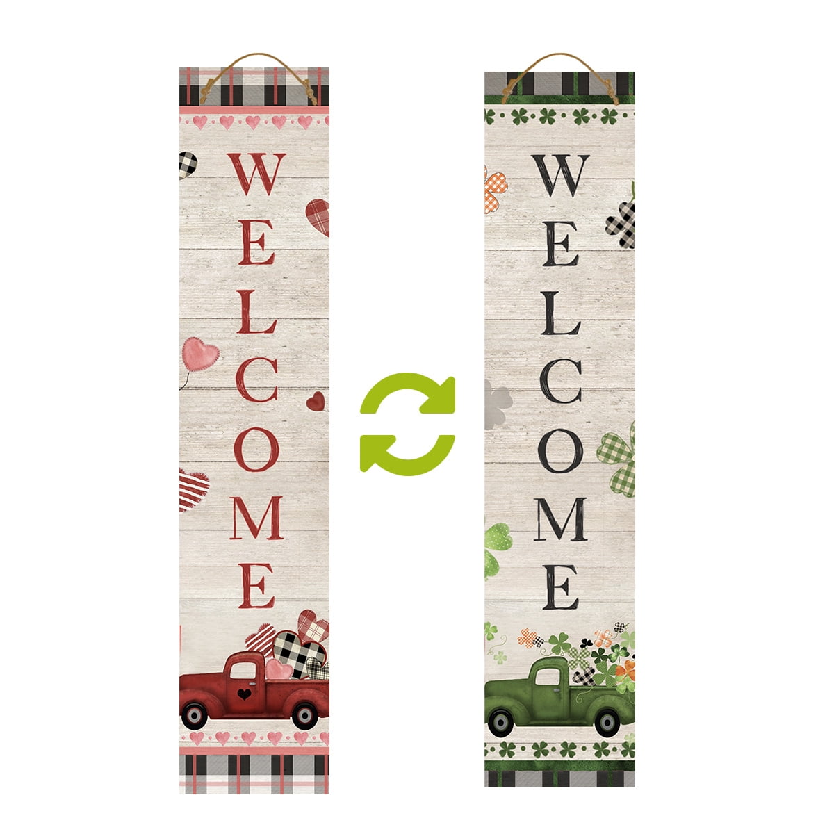Briarwood Lane Valentine's Double Sided Reversible Pine Porch Leaner 47x9.5 Holiday Pickup Trucks For Valentine's Porch Leaner