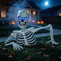 CrypticCrops Clearance Halloween Decorations Skeletons, Giant Ground Breaking Skeleton with LCD Eyes, Spooky Haunted Home Halloween Decorations Outdoor for Yard, Patio & Front Porch