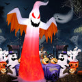 Costway 8 FT Halloween Inflatable White Ghost with Rotatable Flame LED Lights
