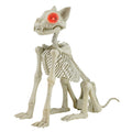 Beige Plastic Animated Skeleton Cat, 60-inch, Halloween Decoration