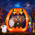 8.2ft Halloween Inflatable Pumpkins Photo Door with Ghost Witch Yard Party Outdoor Decorations with LED Lights