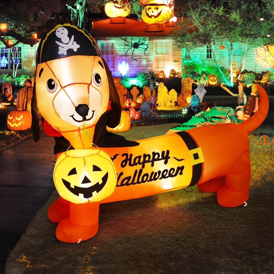 Halloween Inflatable 5 FT Halloween Dog Decorations, Halloween Inflatable Dog with Built-in Lights, Halloween Decorations Outdoor Clearance For Halloween/Holiday/Garden/Yard