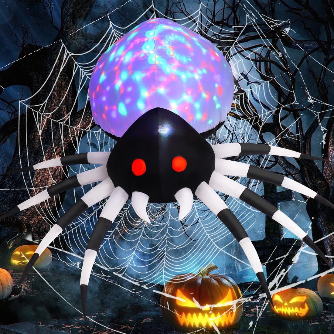 Halloween Inflatable 6 FT Spider Inflatables Outdoor Decorations with Magic Light, Scary Inflatable Halloween Spider Blow Up Spider, Halloween Blow Up Decorations Outside Clearance for Holiday