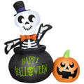 Halloween Inflatable Skeleton in Cauldron, 4 ft Tall, Multi
