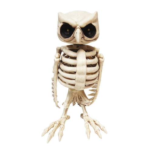 14" Animated Owl Skeleton Halloween Decoration