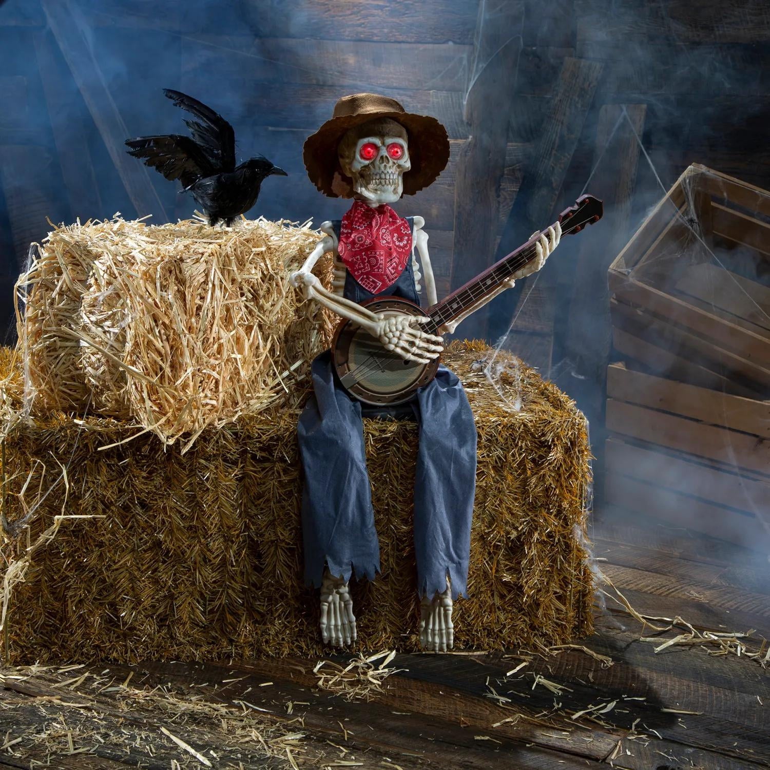 39" Animated Skeleton Playing Banjo Decoration