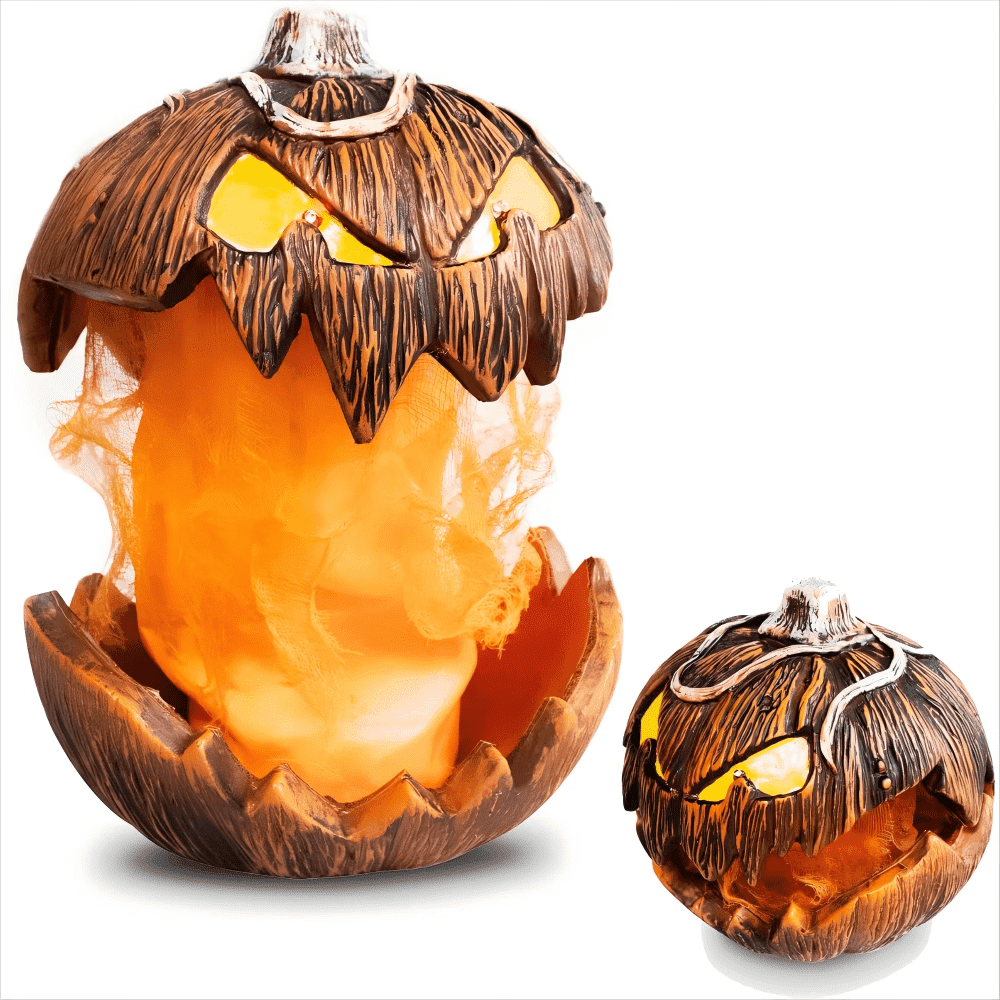 Halloween Pumpkin Head Yard Decor Lighting 2025 New Gourdo Jack-O-Lantern Decor Mouth Open Vintage Pumpkin Halloween Lights Indoor & Outdoor Scary Decorations for Haunted House Porch Yard Party Decor