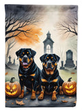Halloween Rottweiler Dog House Flag 28x40IN Double-Sided Polyester Decorative Sleeve Pole Flag for Outdoor Home Garden
