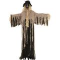 CrypticCrops 6 ft Standing Halloween Scarecrow Yard Decoration with LED Green Eyes, HHSCR-5FLS