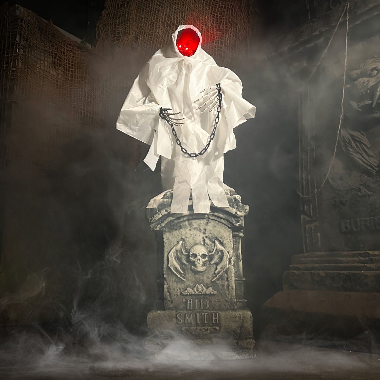 4.3 ft Touch-Activated Animated Spectre on Tomb Halloween Accessory, HHRPRTOMB-1FLSA