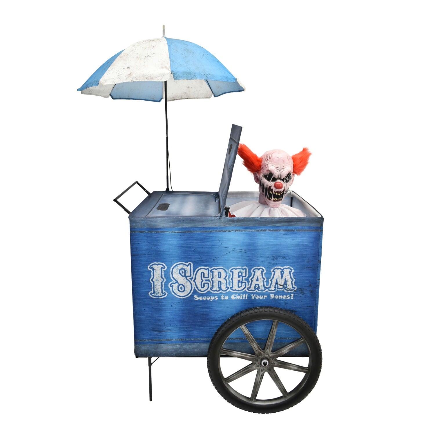 I Scream Clown Cart Halloween Animatronic with Lights & Lunge, 6-ft