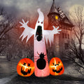12' Halloween Inflatables Outdoor Halloween Decoration Giant Ghost with 2pcs Pumpkin Blow up Decor