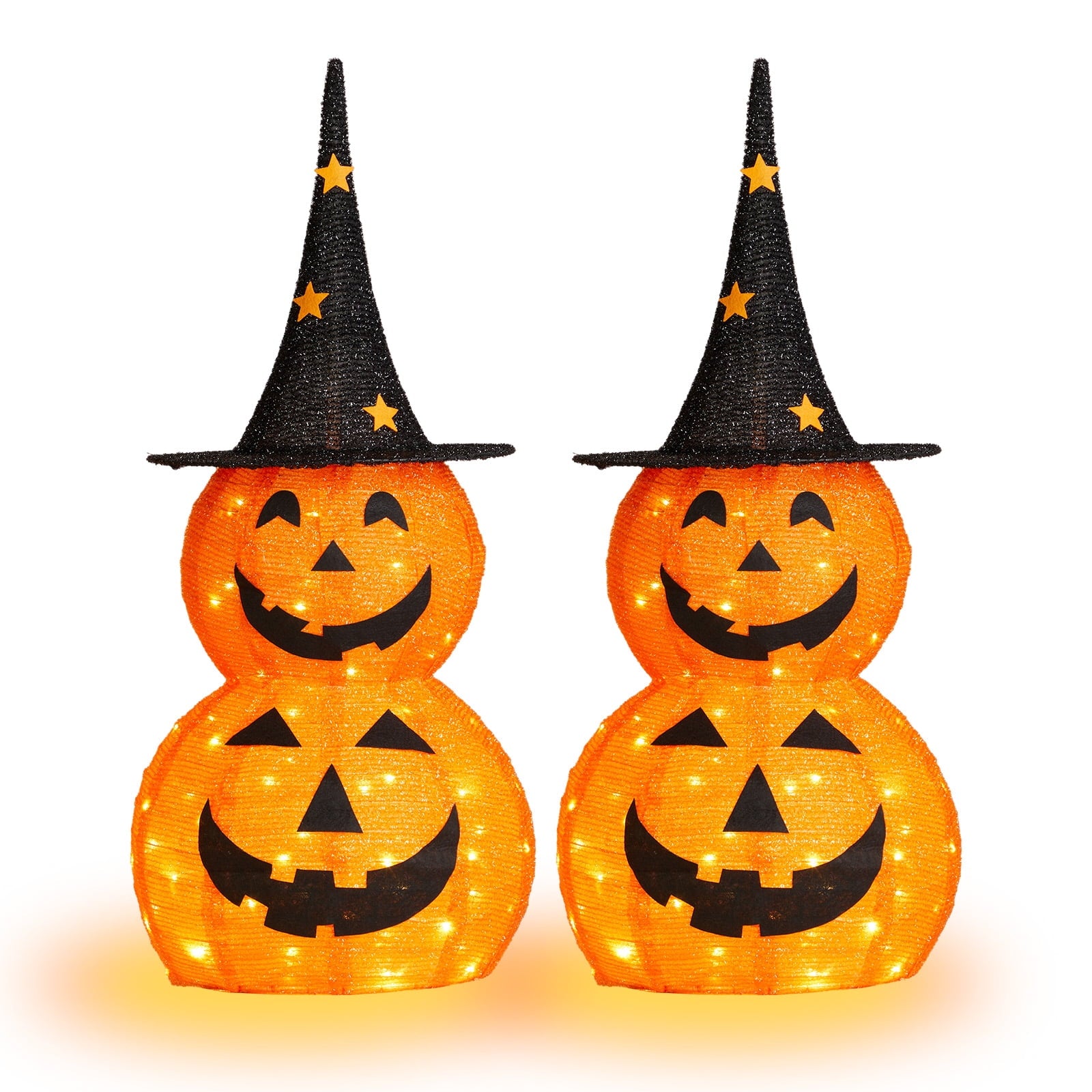 3FT Pumpkins Halloween Lighted Pumpkin Outdoor Decoration for Holiday Lawn Garden Party,2Pcs