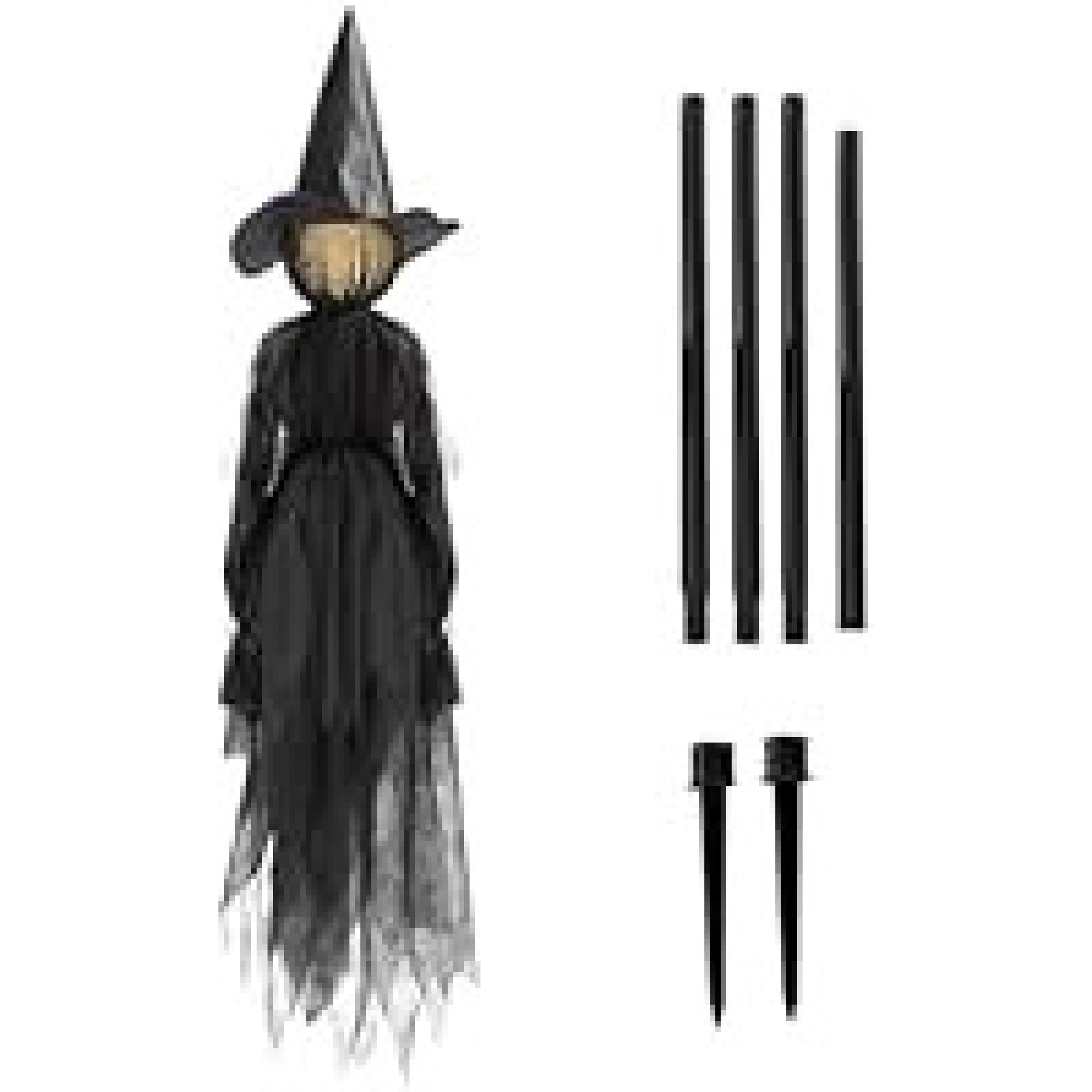 CrypticCrops Life-Size Light-Up Screaming Witches - Outdoor LED Animated Witch with 7 Color Changing Lights & Sound Activation, Scary Yard Decoration