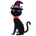 MARACOL 3.5FT Black Cat Halloween Decor, Animated Eyes Scary Halloween Cat Decor with Witch Hat, Light-Up Black Cat with 125 LED for Outdoor Indoor Yard Porch Lawn Garden