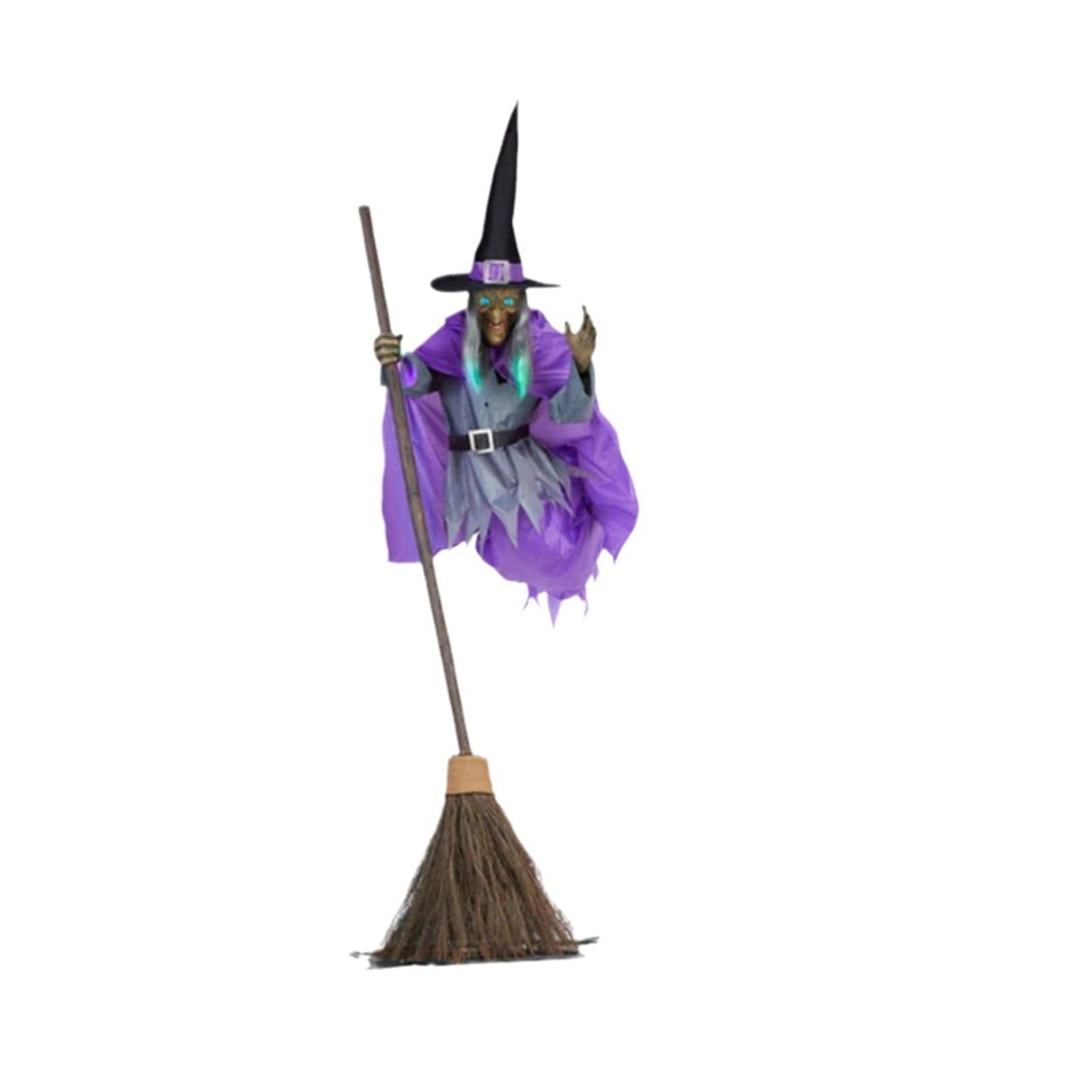 EWSFHUI Flying Witch Halloween Decor on Broom,5.9Ft Large Flying Hover Witch Sound & Touch Activated Sensor Suitable for Yard Halloween Outdoor Decoration