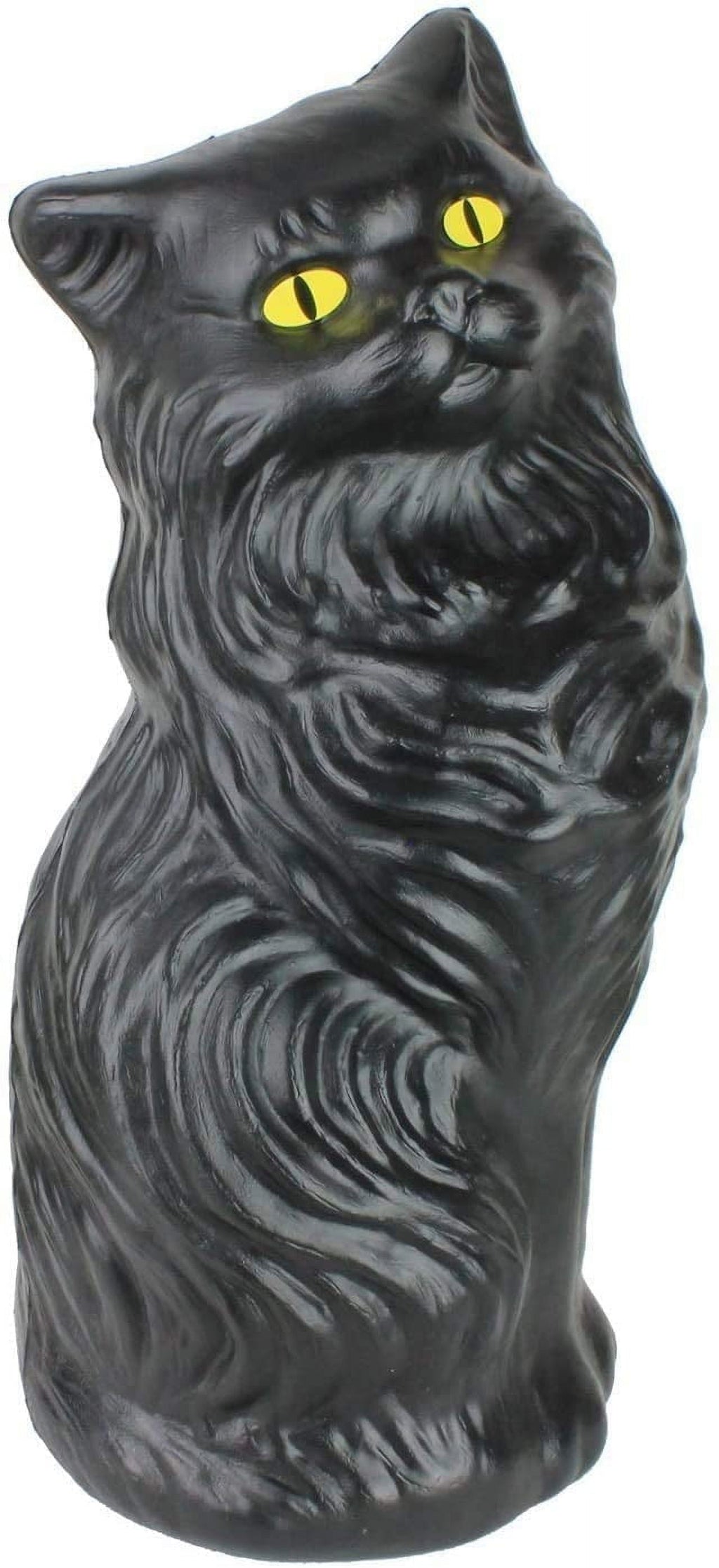 PMU Halloween Black Cat - Blow Mold Plastic Cat Statue - Perfect Décor for Halloween, Home, Yard, Lawn, Garden, Indoor and Outdoor - Best for Party Favors and Supplies - (Yellow Eyes) 17 Inch Pkg/1
