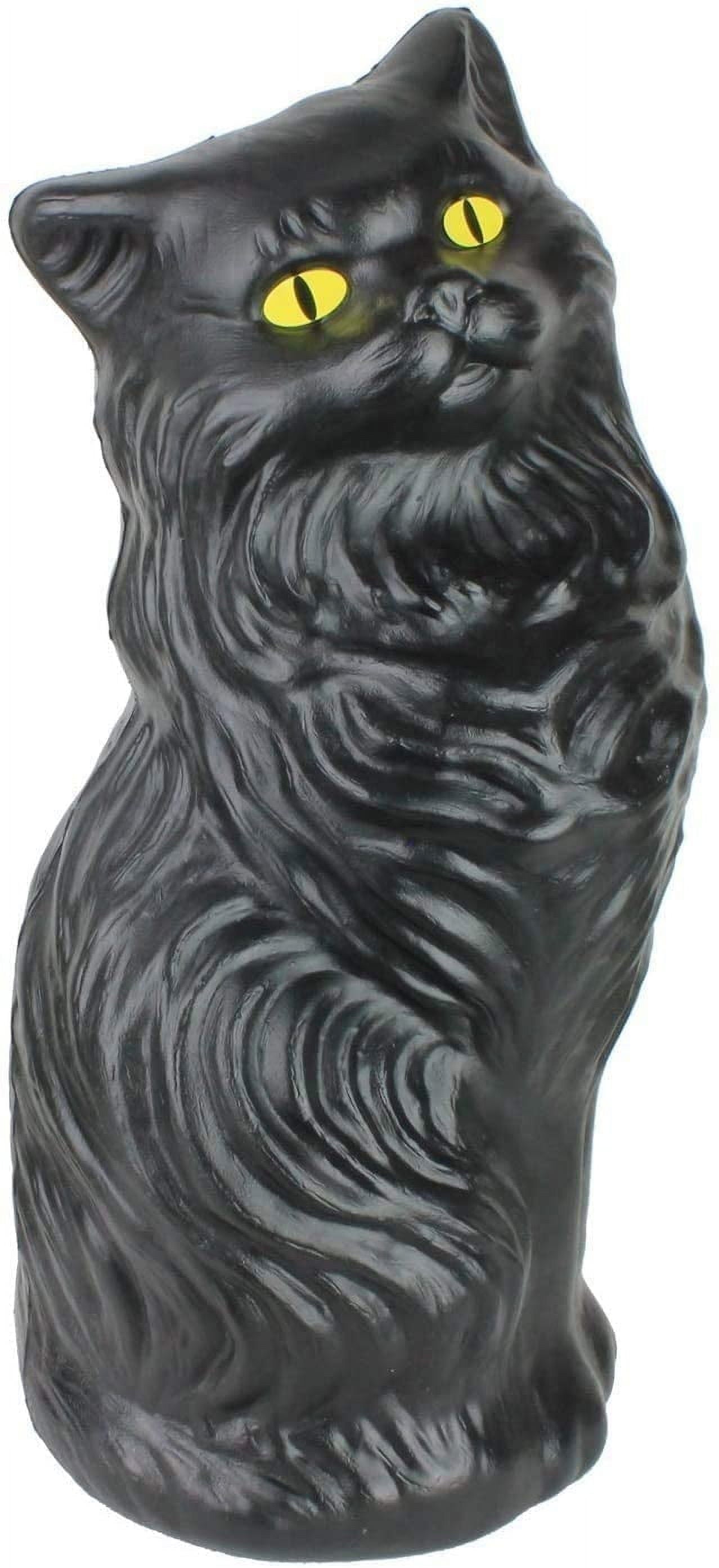 PMU Halloween Black Cat - Blow Mold Plastic Cat Statue - Perfect Décor for Halloween, Home, Yard, Lawn, Garden, Indoor and Outdoor - Best for Party Favors and Supplies - (Yellow Eyes) 17 Inch Pkg/1