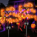 2 packs 40 LEDs Solar Halloween Pumpkin Stake Lights, 2 Modes Outdoor Waterproof Halloween Decorations, Solar Halloween Lights Stakes for Garden Yard Pathway