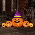 SPECSTAR 6ft Long Halloween Inflatable LED Lighted Pumpkin Family Blow up Outdoor Lawn Yard Decoration