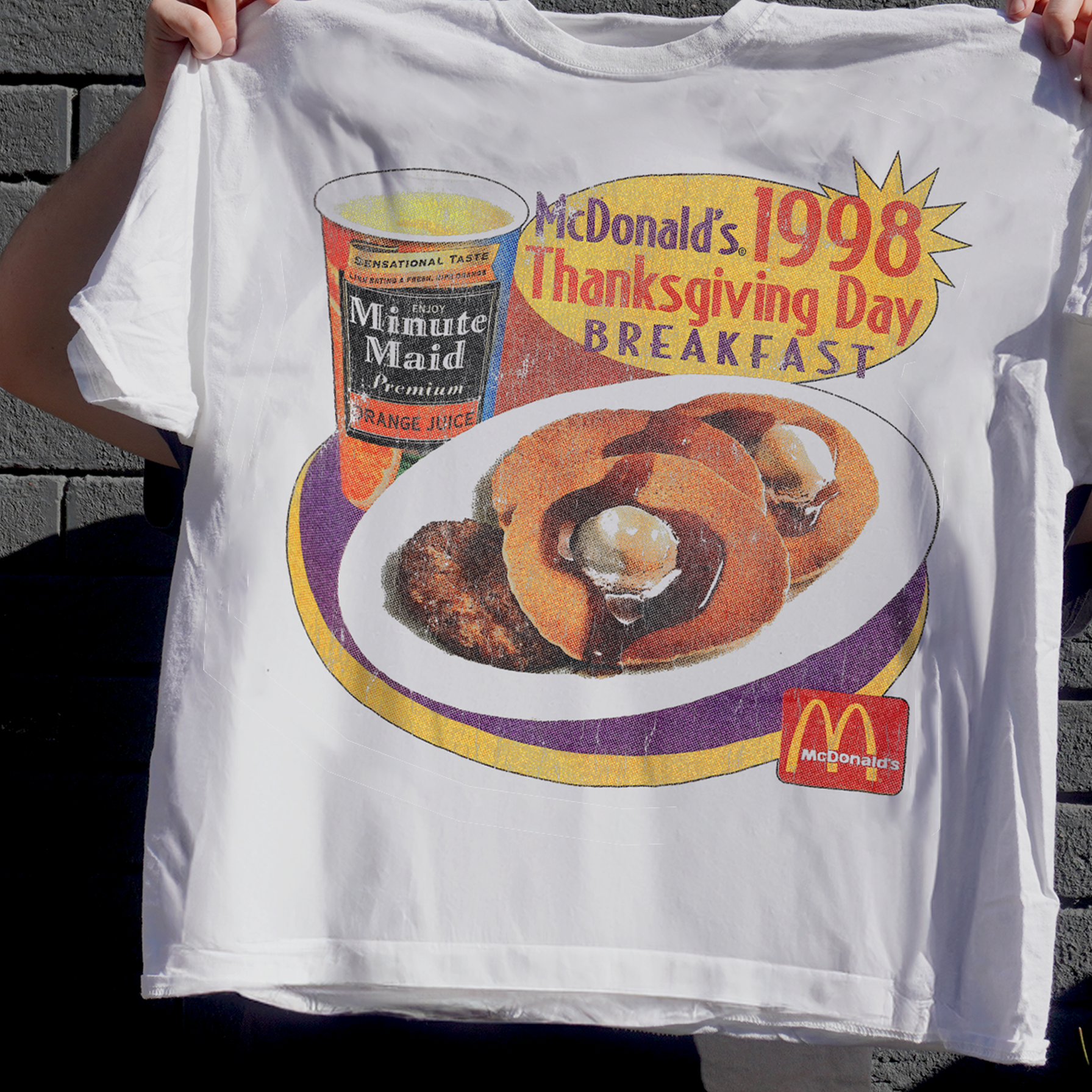 98 Thanksgiving Breakfast Promo White Vintage Washed T-Shirt