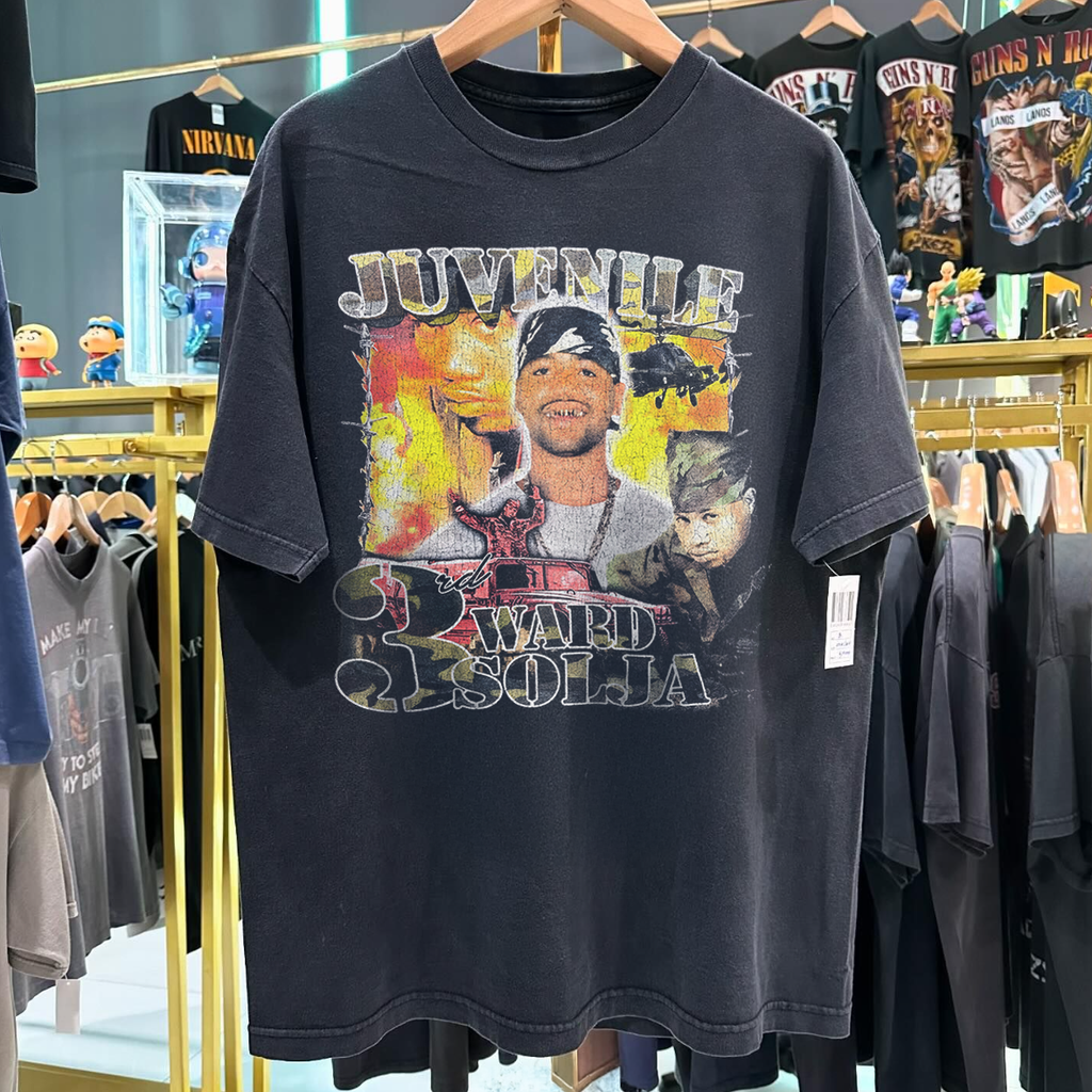 90's Juvenile '3rd Ward Solja' 400 Degrees Vintage Washed Black Rap Tee
