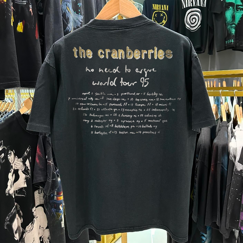 The Cranberries - No Need To Argue 1995 World Tour - Black Washed T -Shirt