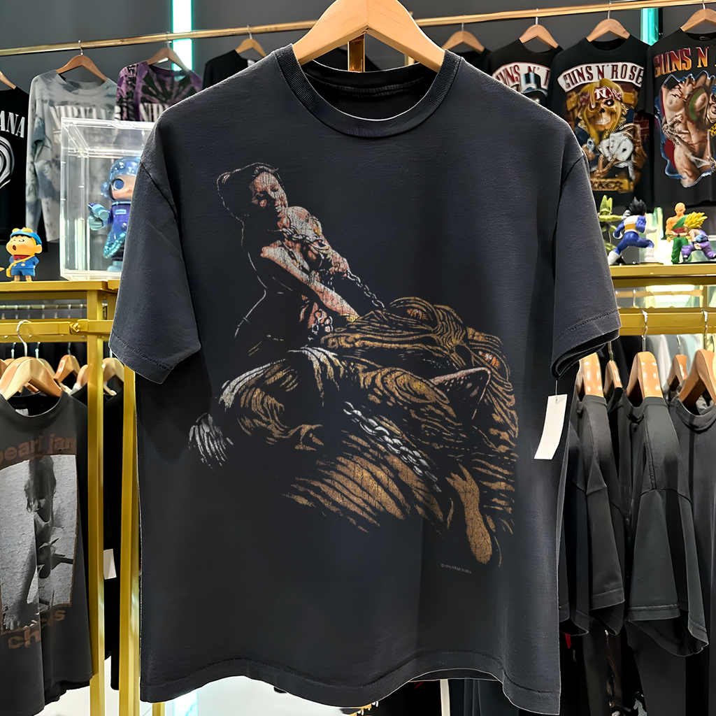 1996 Princess Leia And Jabba The Hutt Rare Star Wars Promo Washed Black T-Shirt