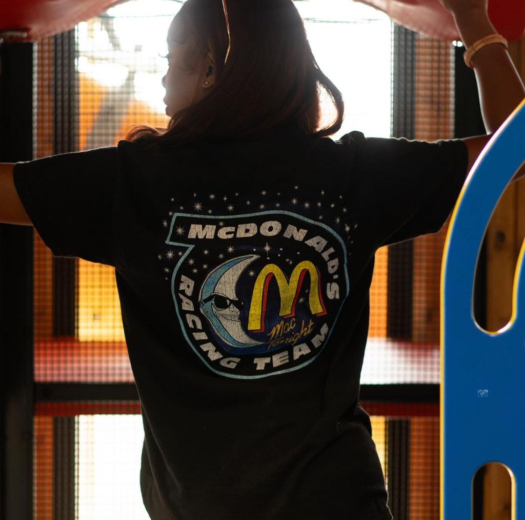 Mcdonald's Racing Thru The Stars - 80's-90's Rare Black Vintage Washed T-Shirt
