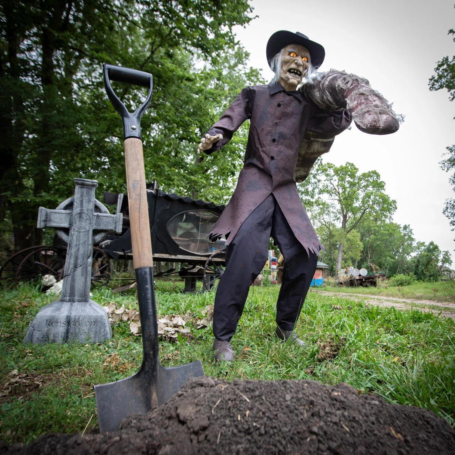 6ft Grave Robber Animated Halloween Prop Animatronic Haunted Cemetery Graveyard