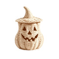 CrypticCrops THOPBPRK 2026 Black Halloween Woven Pumpkin Jack-O'-Lantern, Pumpkin, USE LED Candle, Rattan Fall for Home, 1Pack 11.8 Inch A
