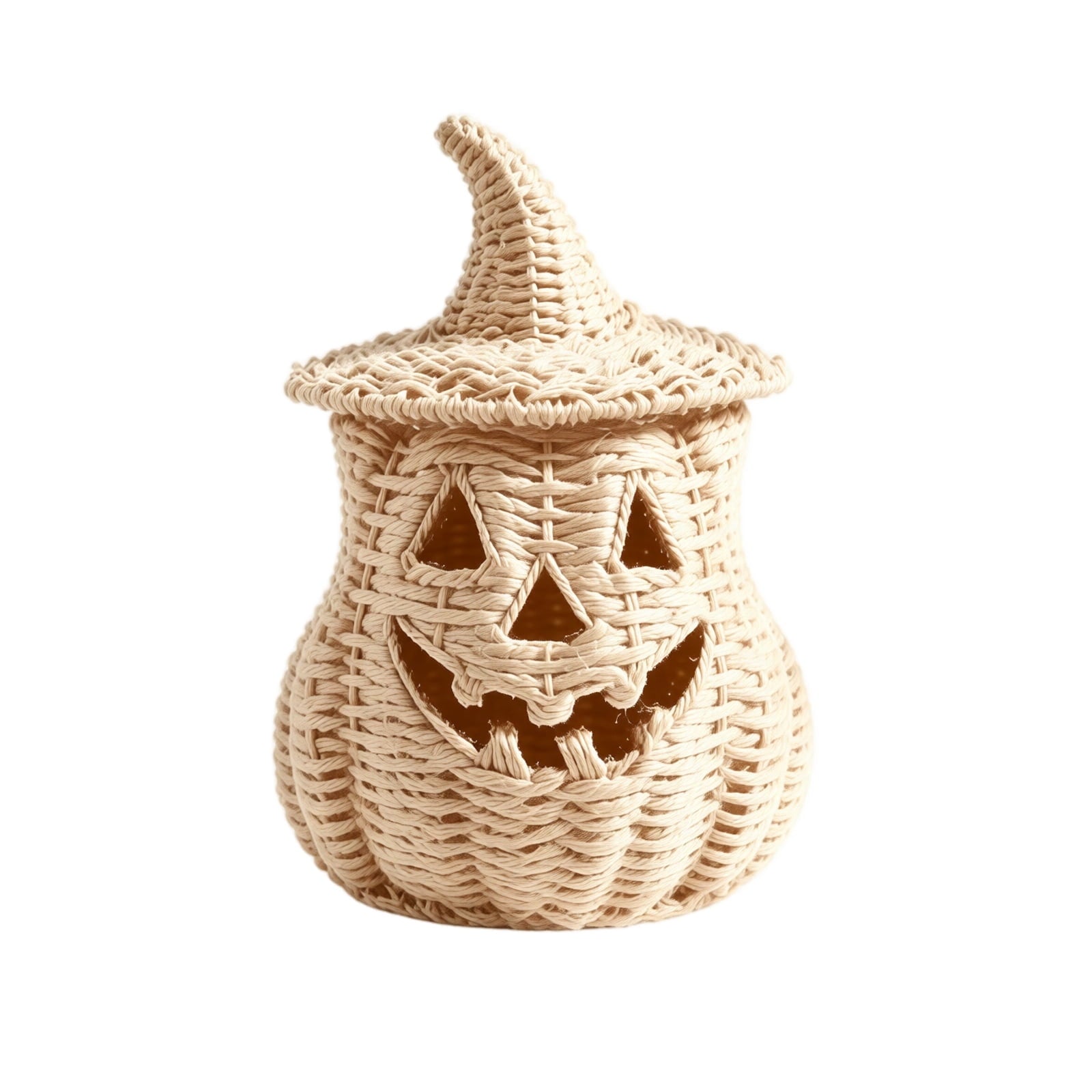 CrypticCrops THOPBPRK 2026 Black Halloween Woven Pumpkin Jack-O'-Lantern, Pumpkin, USE LED Candle, Rattan Fall for Home, 1Pack 11.8 Inch A