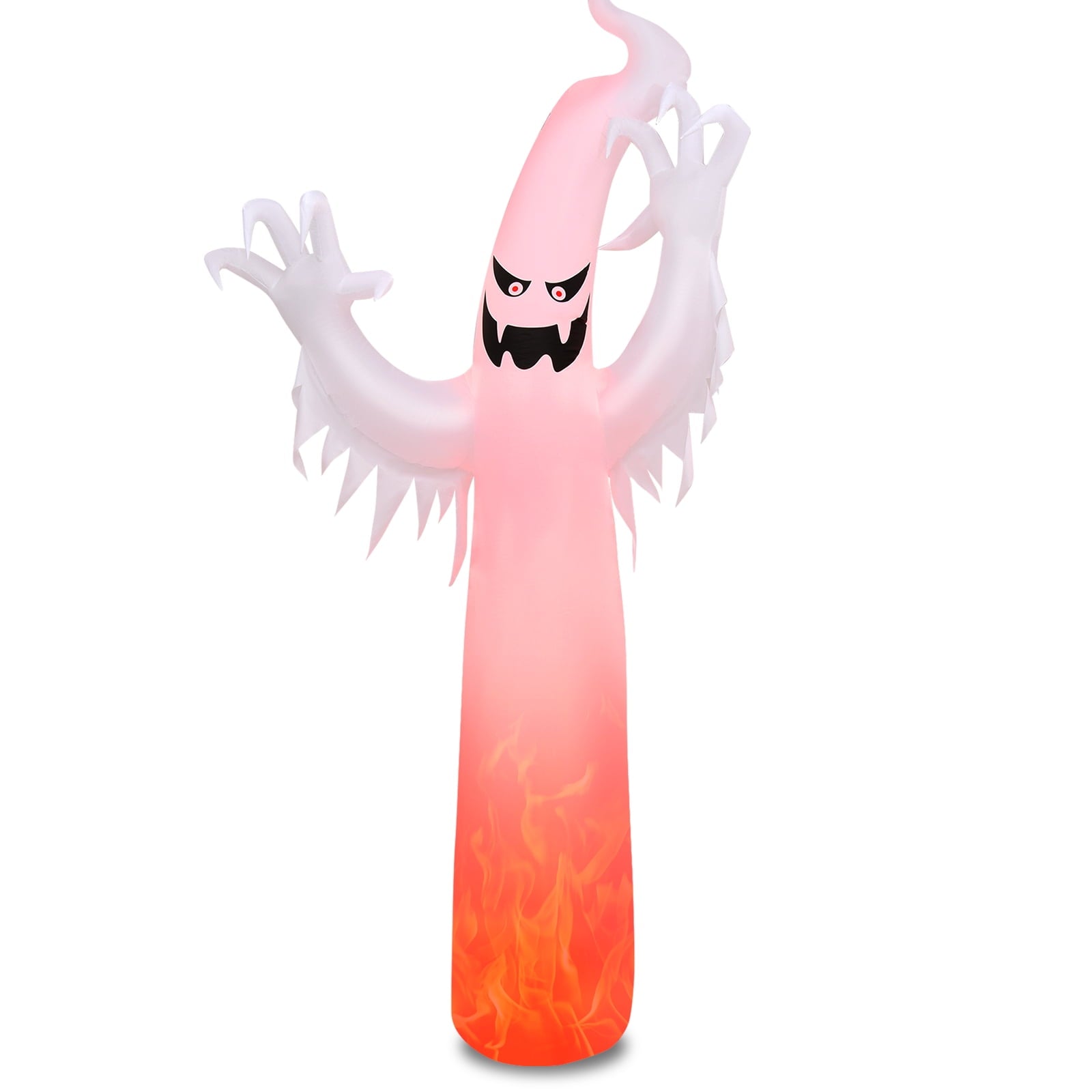 Topbuy Prelit Yard Inflatable, White Ghost Halloween, 12'