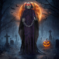 6' Halloween Decorations Animatronics Grim Reaper, Sound-Actived Party Deco for Garden Yard Lawn