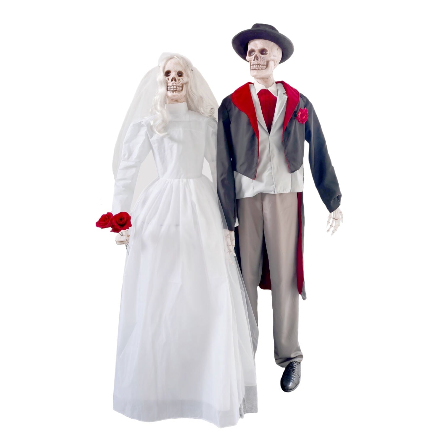Undead Bride & Groom Halloween Animatronics with Glowing Eyes, 6-Ft