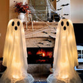 Halloween Ghost Decorations 8ft Tall Glowing White Fabric Ghost with Light Stand for Front Porch Yard Indoor Outdoor Spooky Party Decor