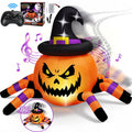 CrypticCrops 2.6ft Halloween Inflatable with Music and Lights,Remote Control Pumpkin Ghost Car,Blow ups Rc Car,Indoor Outdoor,Orange Green