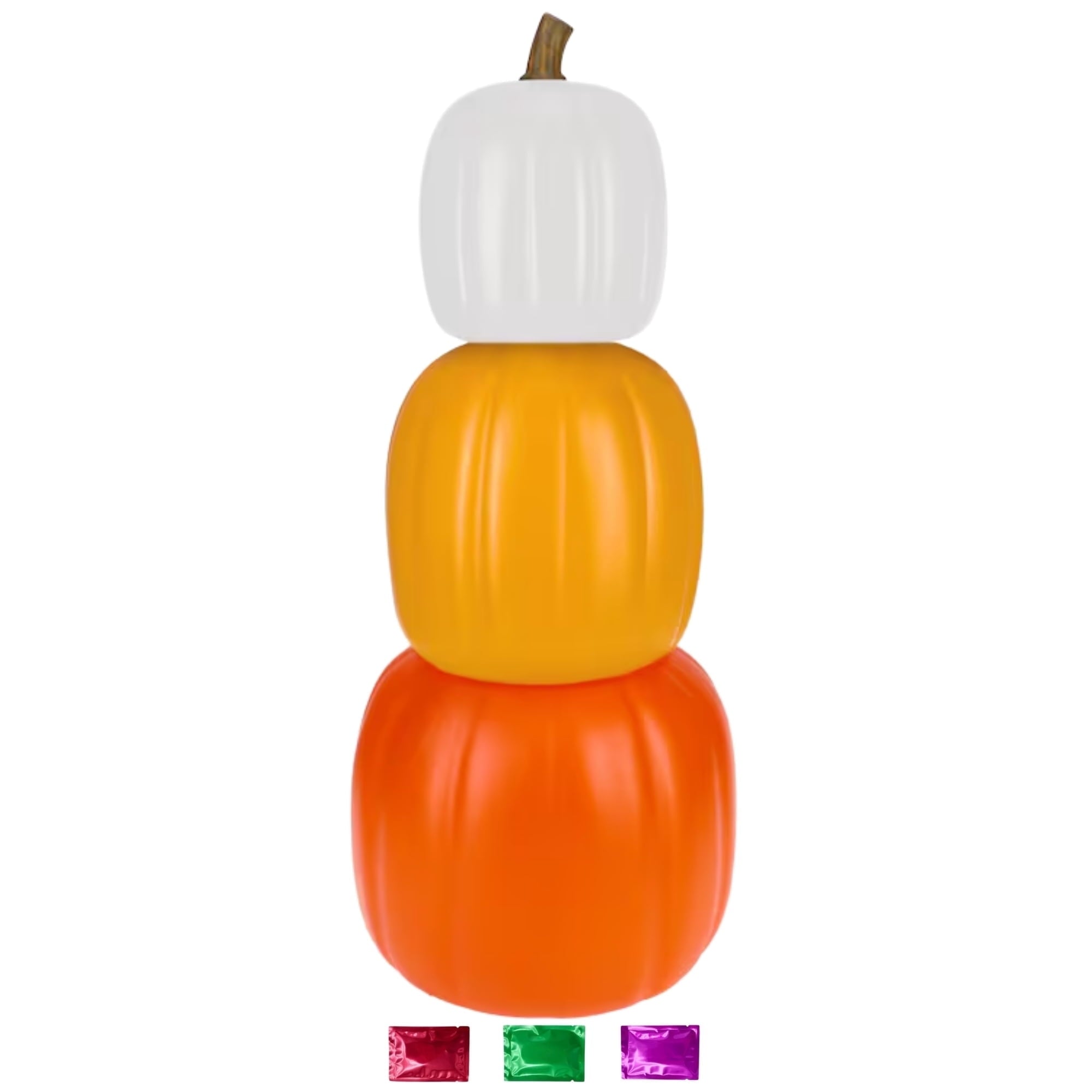 CrypticCrops Orange Stacking Pumpkins 24 Inch,3Pc Pumpkin For Fall Decor Indoor Outdoor Porch Yard Display With Snoep In Beperkte Oplage Halloween Party Favors