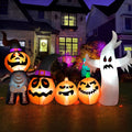 Vrilay Halloween Inflatables, 7 FT Long 4 Pumpkins with Cute White Ghost Outdoor Decorations, Built-in LEDs, Blow Up Party, Waterproof Yard, Garden, Lawn Decor
