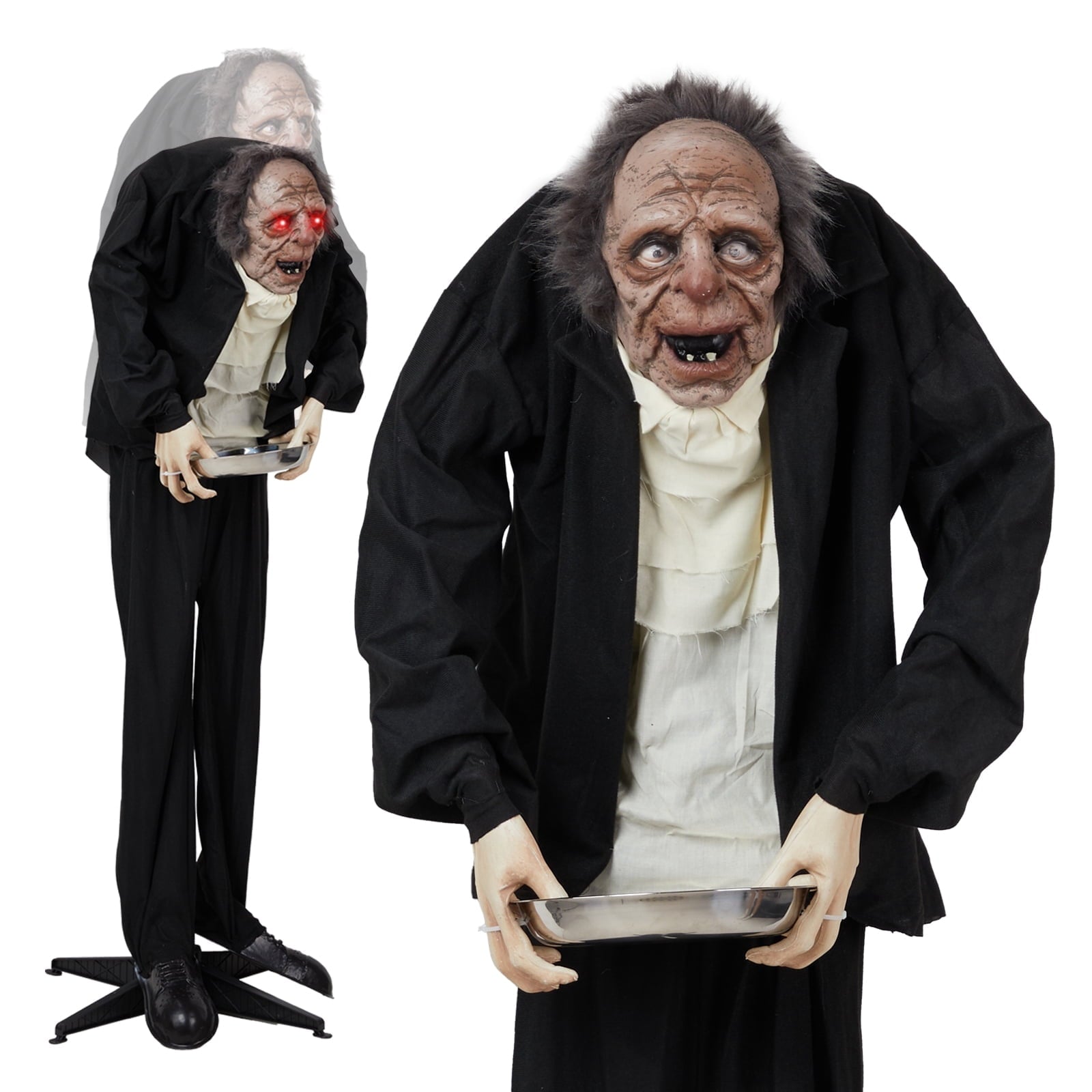5FT Halloween Animatronic Grandpa w/ Candy Dish The Sound Activated Standing Halloween Prop